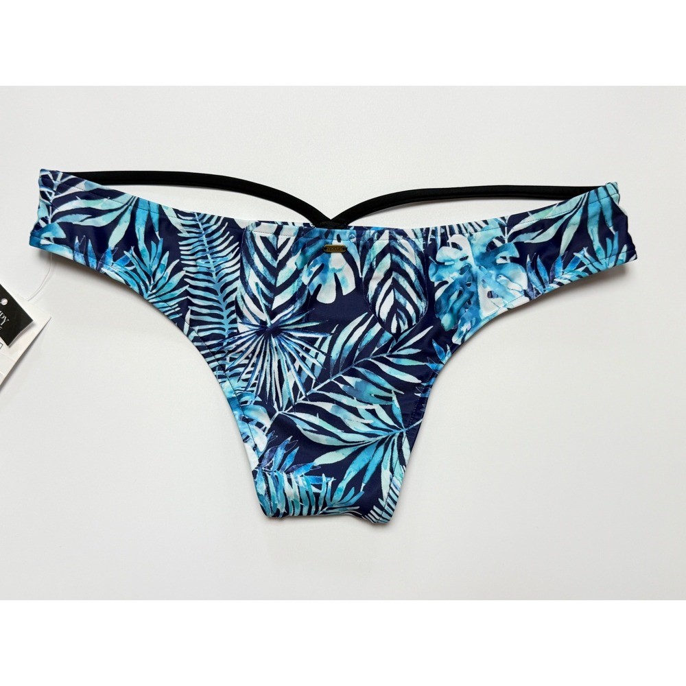 Rip Curl Oasis Luxe Hipster Bikini Bottoms Blue Tropical Palm  Navy Medium New - Picture 2 of 7